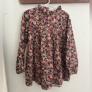 Floral Kids Blouse with Ruffled Collar